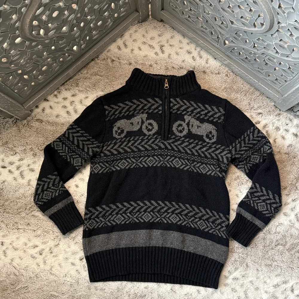 GAP Kids mock neck half zip sweater boys small motorcycle biker Kidcore winter
